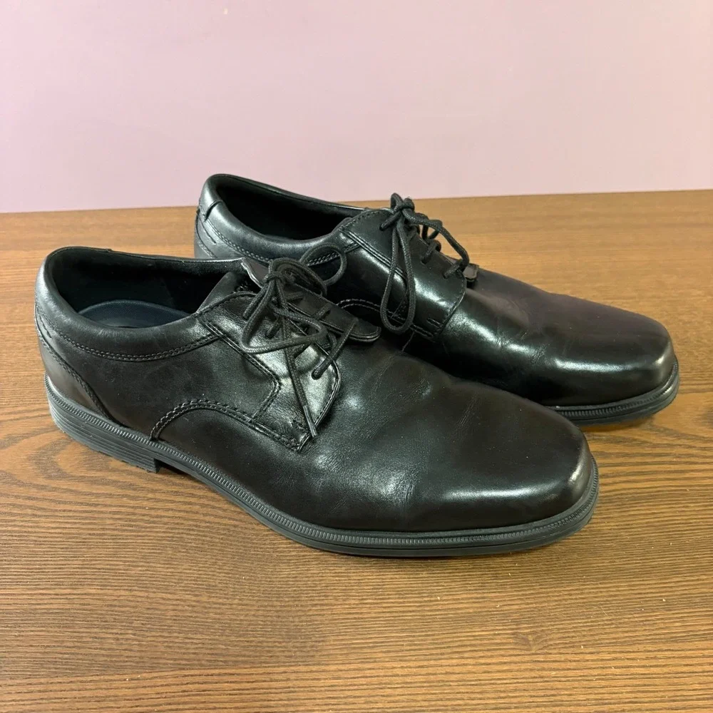 Rockport truTECH Oxfords Mens 12 Black Excellent‎ Leather Dress Shoes CI3077